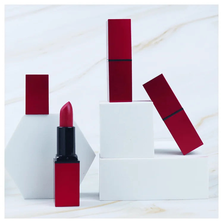 5 Colors Make Your Own Logo Cosmetic Makeup Waterproof Long Lasting Matte Private Label Christmas Lip Stick Square Tube Lipstick