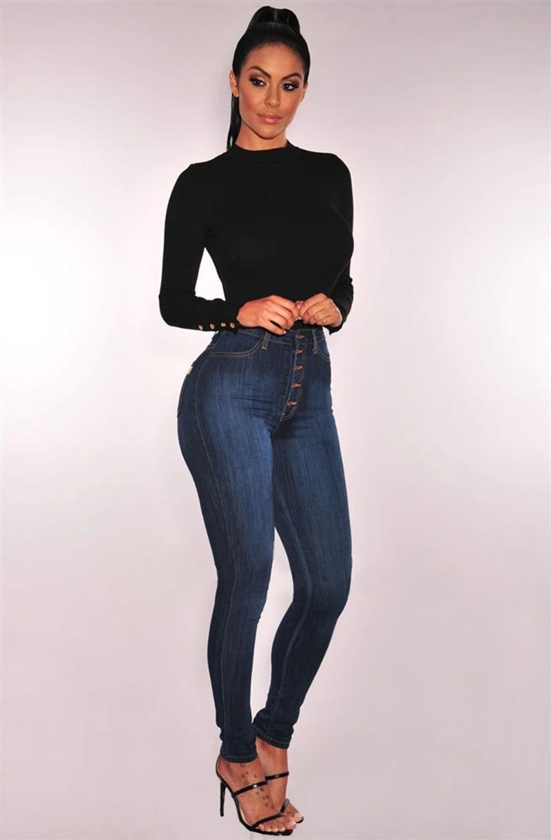 Jeans For Women High Waist Push Up Jeans High Elastic Stretch Ladies Mom Jeans Female Washed Denim Skinny Pencil Pants