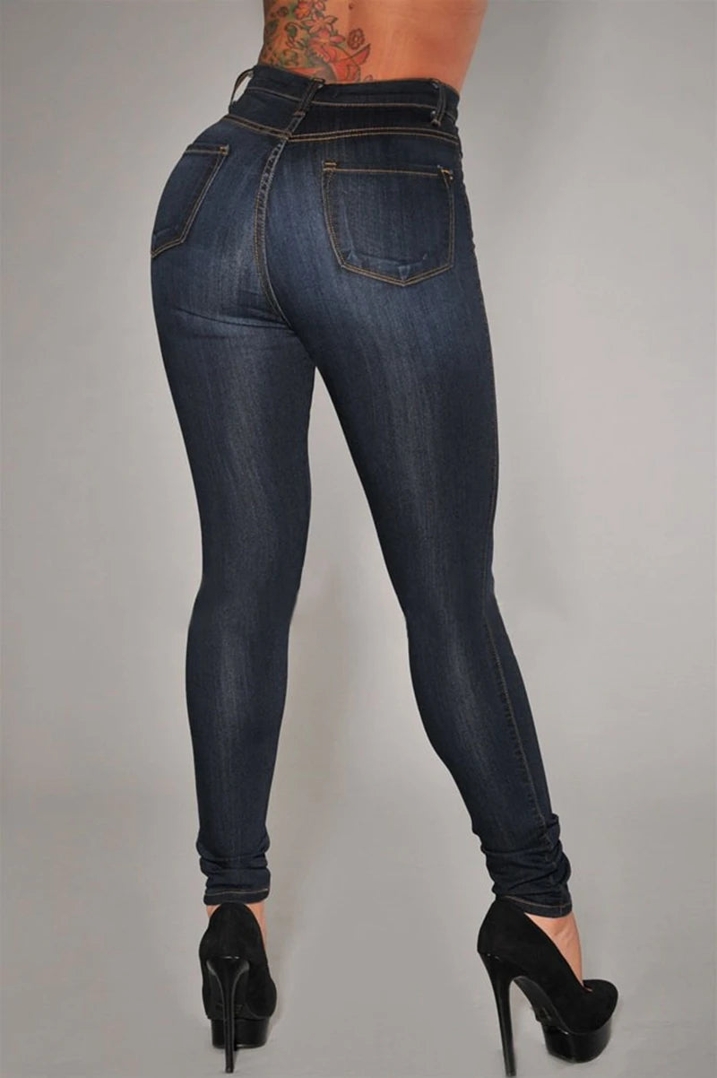 Jeans For Women High Waist Push Up Jeans High Elastic Stretch Ladies Mom Jeans Female Washed Denim Skinny Pencil Pants