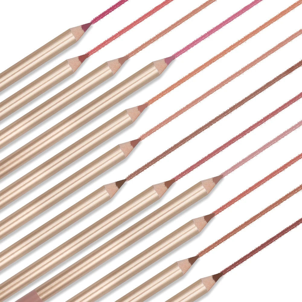 Wholesale Brown Matte Smooth Lip Liner Long Lasting Creamy Custom Logo Wooden Dark Brown Lip Liner Pencil