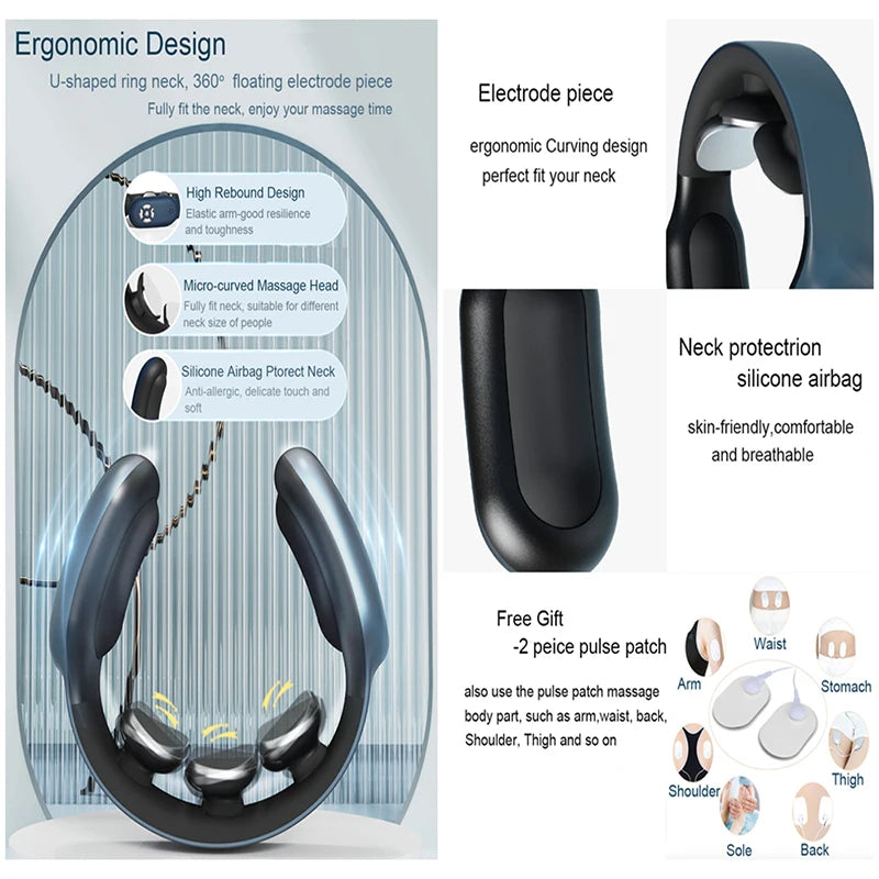 Smart Neck Massager With Hot Compress Remote Controller Portable Neck Cervical Spine Massage Back Waist Pain Relief Body Relax