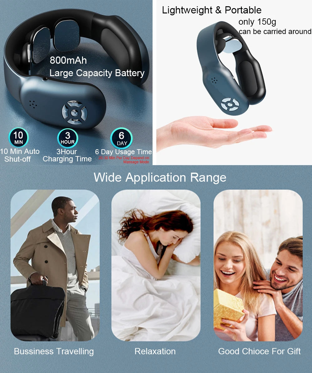 Smart Neck Massager With Hot Compress Remote Controller Portable Neck Cervical Spine Massage Back Waist Pain Relief Body Relax