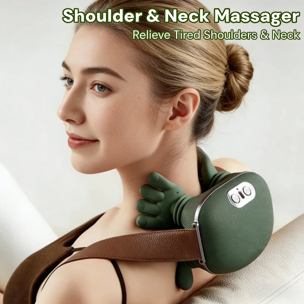 Neck Massager Finger Pressure Shiatsu Neck Back and Shoulder Massager Electric Kneading Neck Deep Massage Muscle Relax