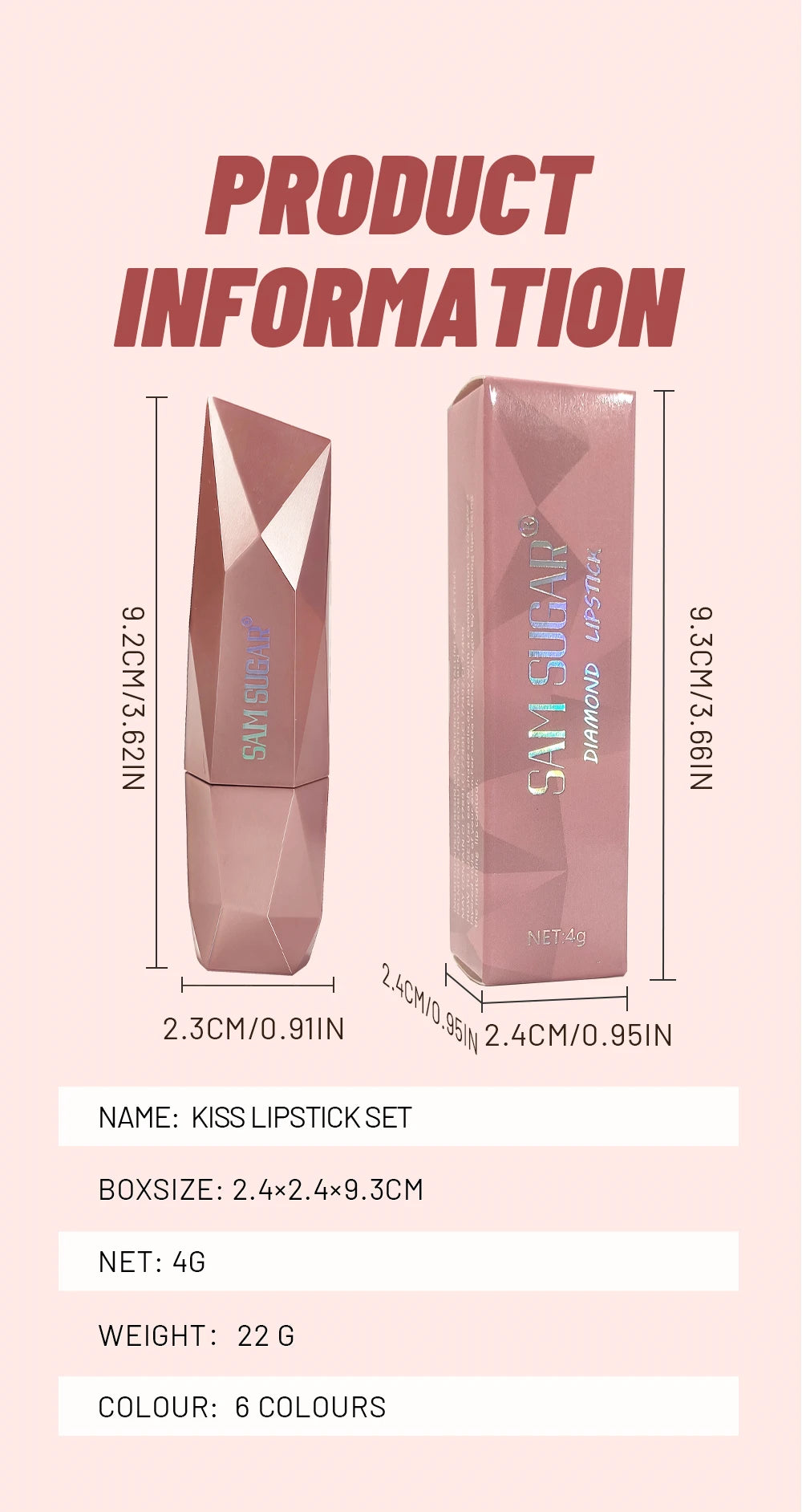 Polygon Metallic Lipstick Longlasting Glitter Orange Red Lip Glaze Waterproof Moisturize Luminous Shimmer Shiny Lipgloss Makeup