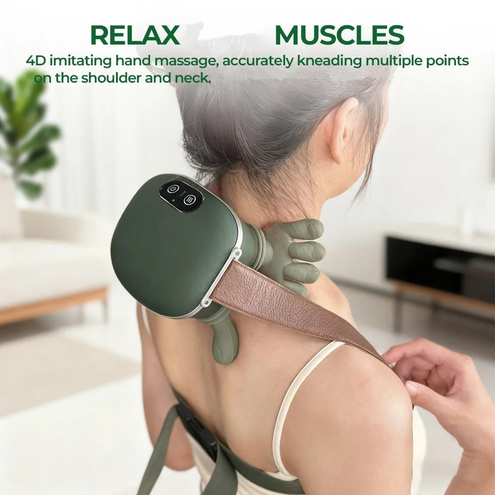 Neck Massager Finger Pressure Shiatsu Neck Back and Shoulder Massager Electric Kneading Neck Deep Massage Muscle Relax