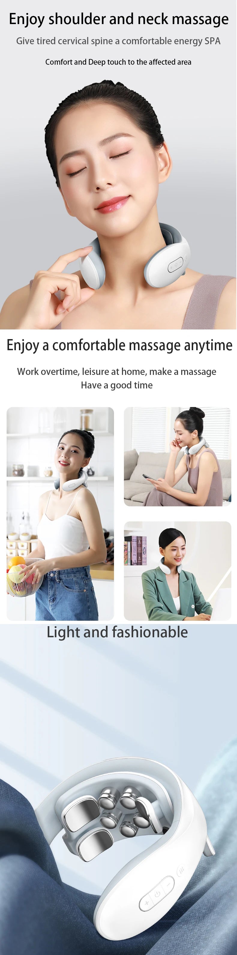 Smart Neck Massage Instrument Portable Shoulder Neck Massage Cervical Vertebra Health Care Vibrator Heating Relieve Pain Muscle