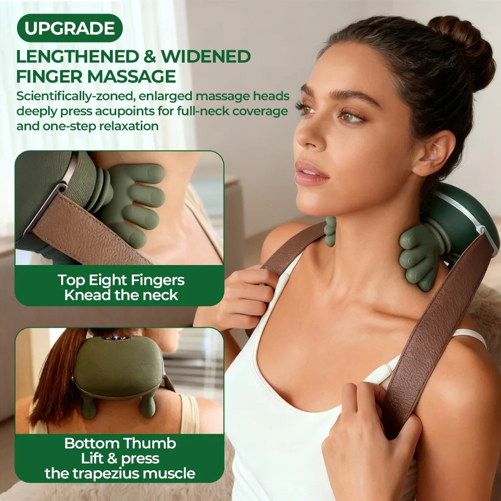 Neck Massager Finger Pressure Shiatsu Neck Back and Shoulder Massager Electric Kneading Neck Deep Massage Muscle Relax