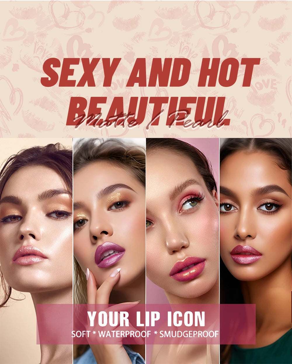 Polygon Metallic Lipstick Longlasting Glitter Orange Red Lip Glaze Waterproof Moisturize Luminous Shimmer Shiny Lipgloss Makeup