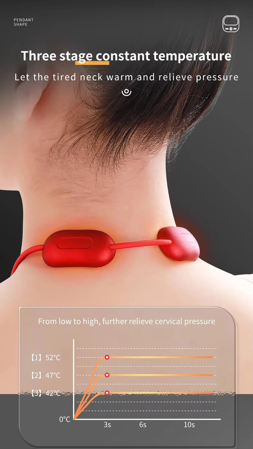 Smart TENS+EMS Electric Neck Massager with Micro-Current Portable Hot Compress for Cervical Spine Shoulder And Neck Pain Relief