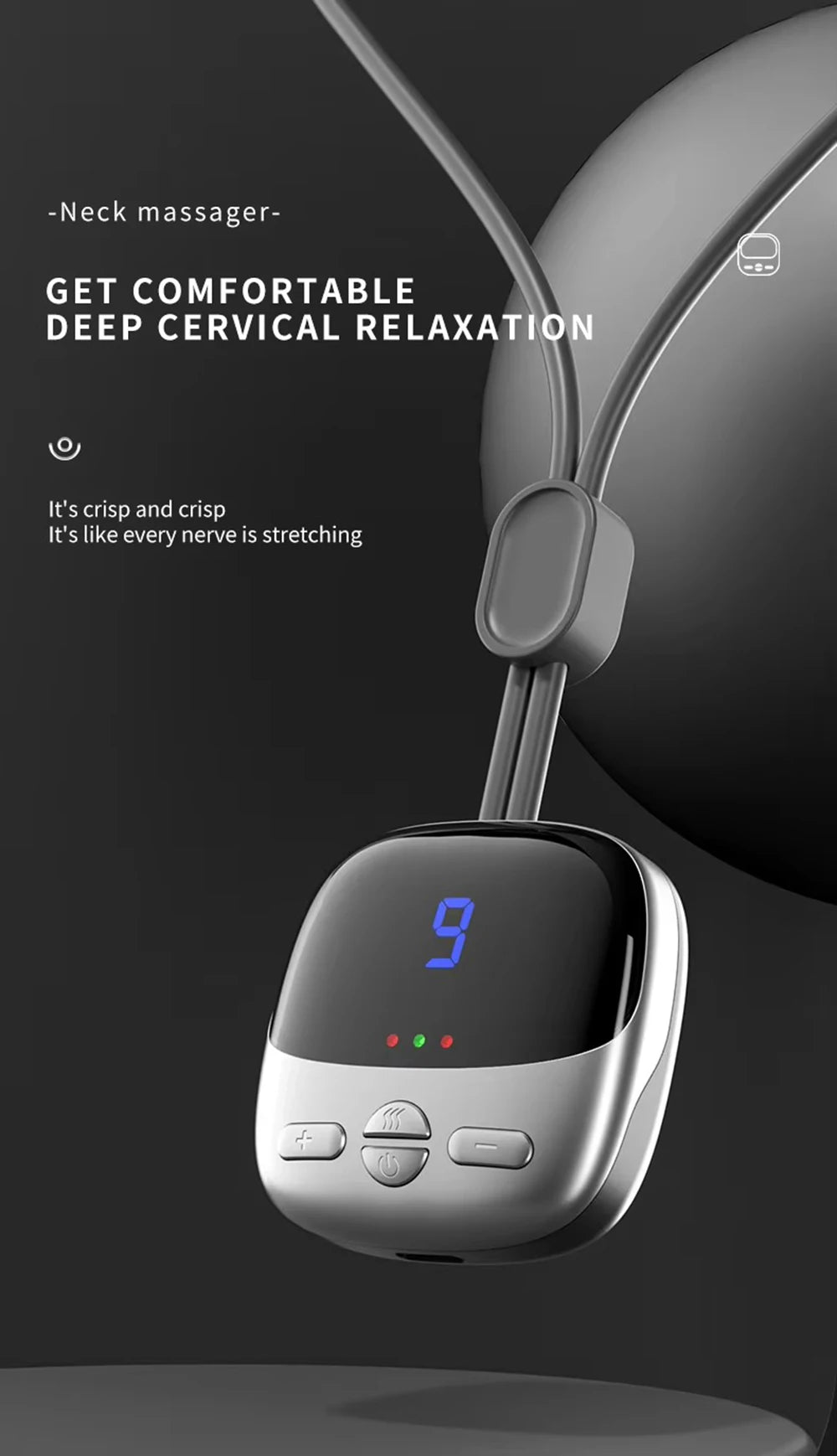 Smart TENS+EMS Electric Neck Massager with Micro-Current Portable Hot Compress for Cervical Spine Shoulder And Neck Pain Relief