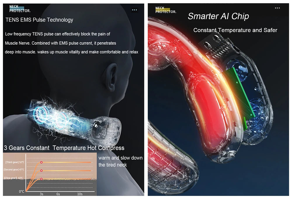 Smart Neck Massager With Hot Compress Remote Controller Portable Neck Cervical Spine Massage Back Waist Pain Relief Body Relax