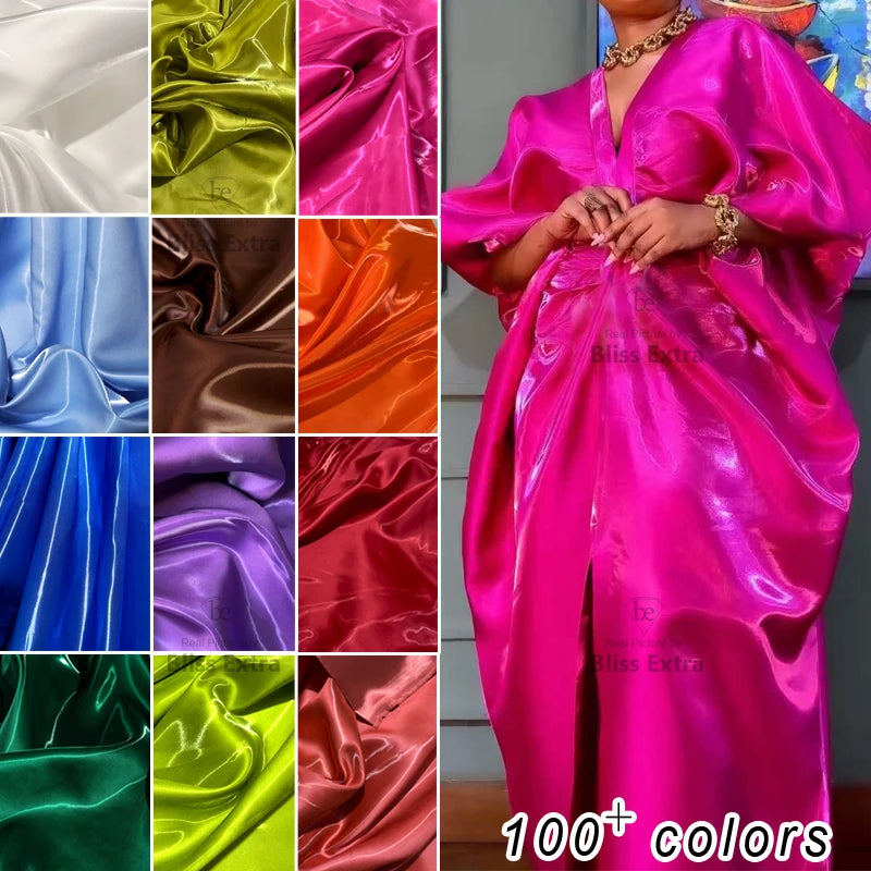Luxury Glossy Liquid Satin Fabric Wide 1.5M Galaxy Water Gloss Satin Fabric for Dress Suit Clothing Fashion Designer Material
