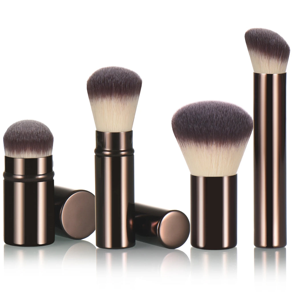 Single Metal Makeup Brush Portable Travel Loose Powder Blush Foundation Contouring Smudge Brush for On-the-Go Beauty Essentials