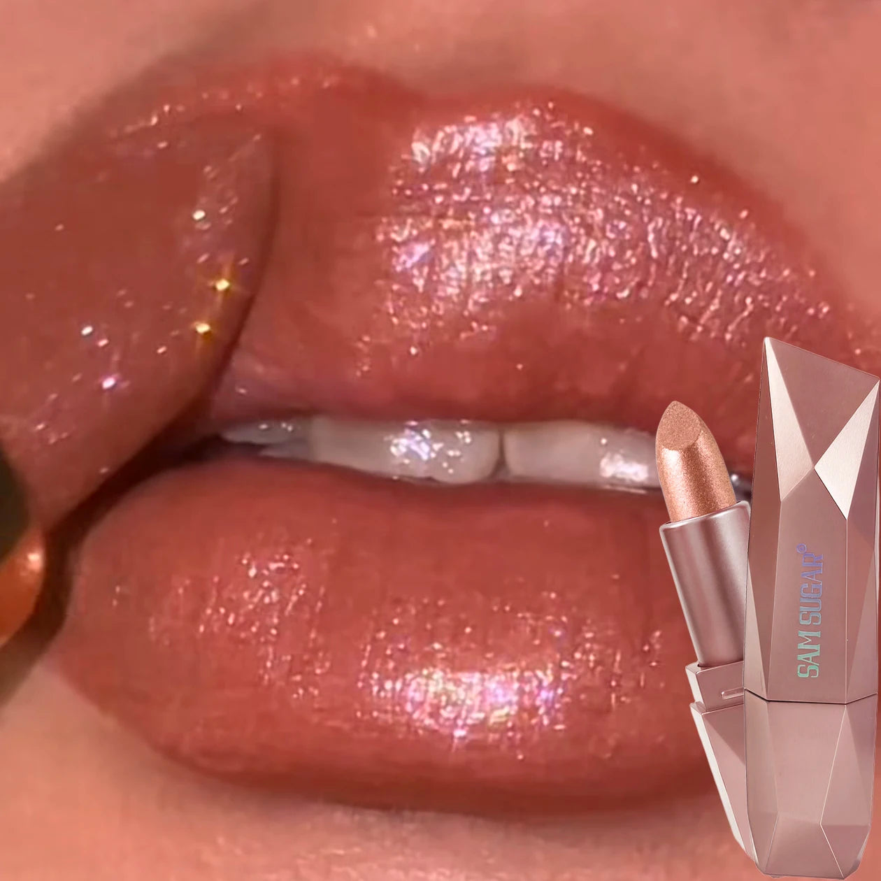 Polygon Metallic Lipstick Longlasting Glitter Orange Red Lip Glaze Waterproof Moisturize Luminous Shimmer Shiny Lipgloss Makeup